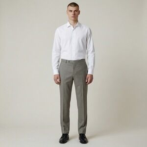 Canali 1934 Pants Mens 34 Gray Wool Classic Fit Dress Trousers Made Italy